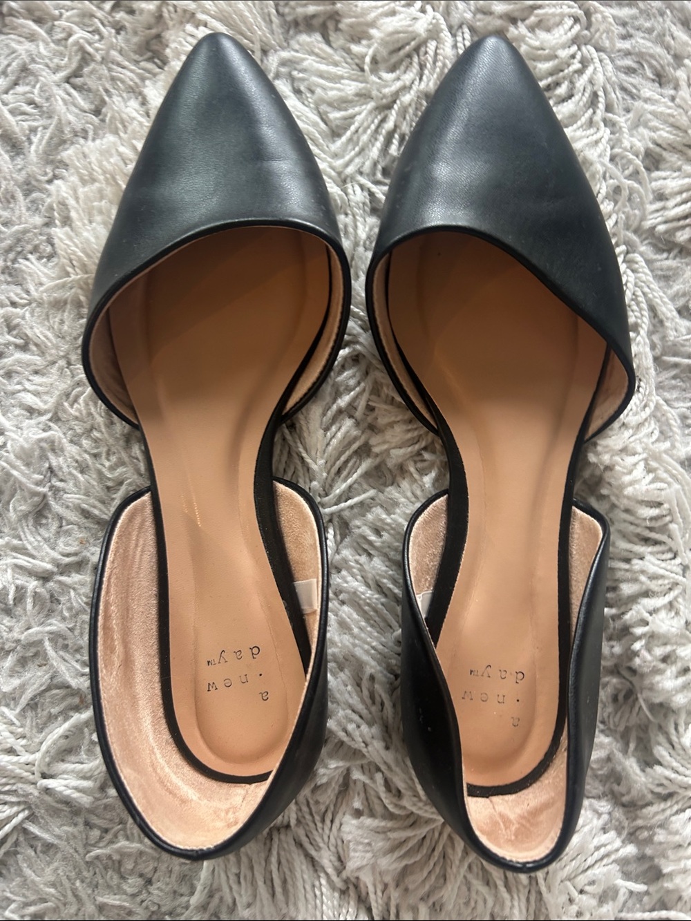 a new day Black Pointed D'Orsay Flats with Tan Insole - Picture 2 of 4